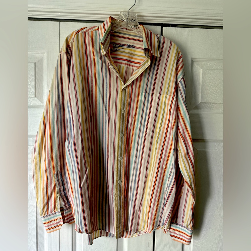 Bugatchi hook Men’s Medium Long Sleeve Colorful Stripes